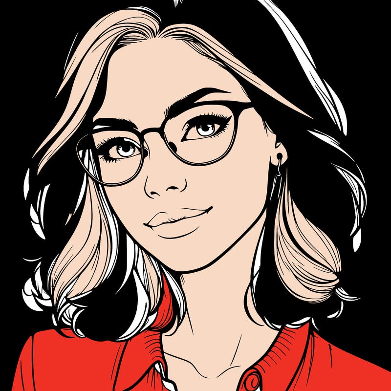 realistic woman with glasses