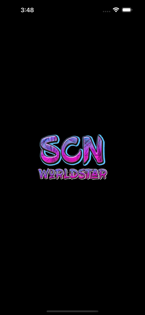 SCN WorldStar - SCN WorldStar app splash screen featuring a colorful stylized logo on a black background