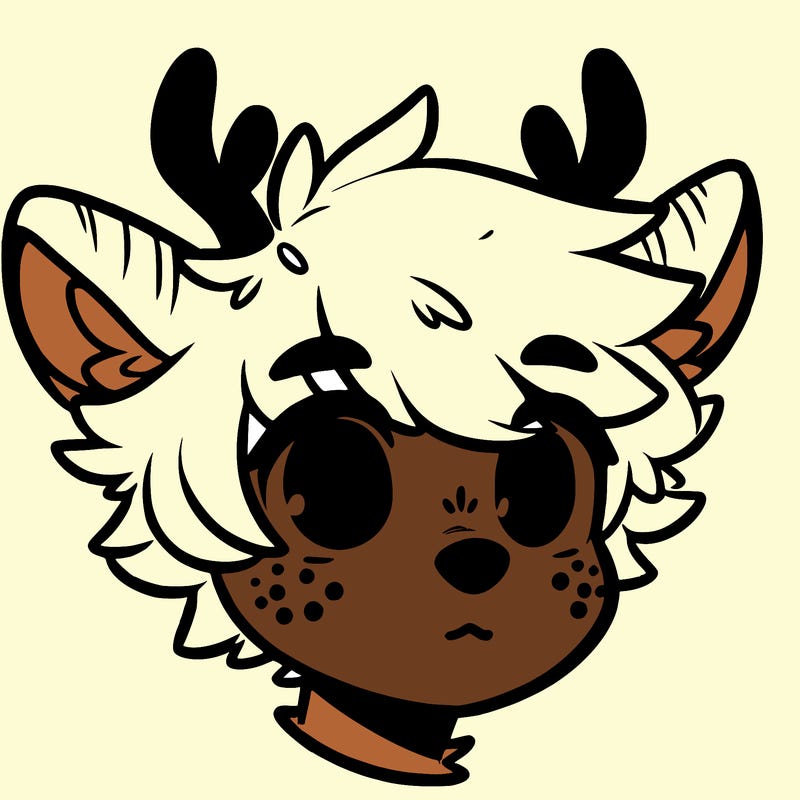 a humanoid deer with soft fluffy ears