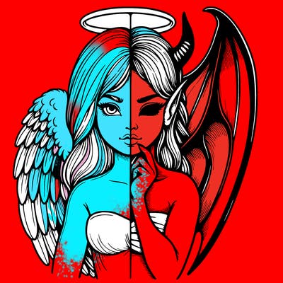 realistic angel half demon