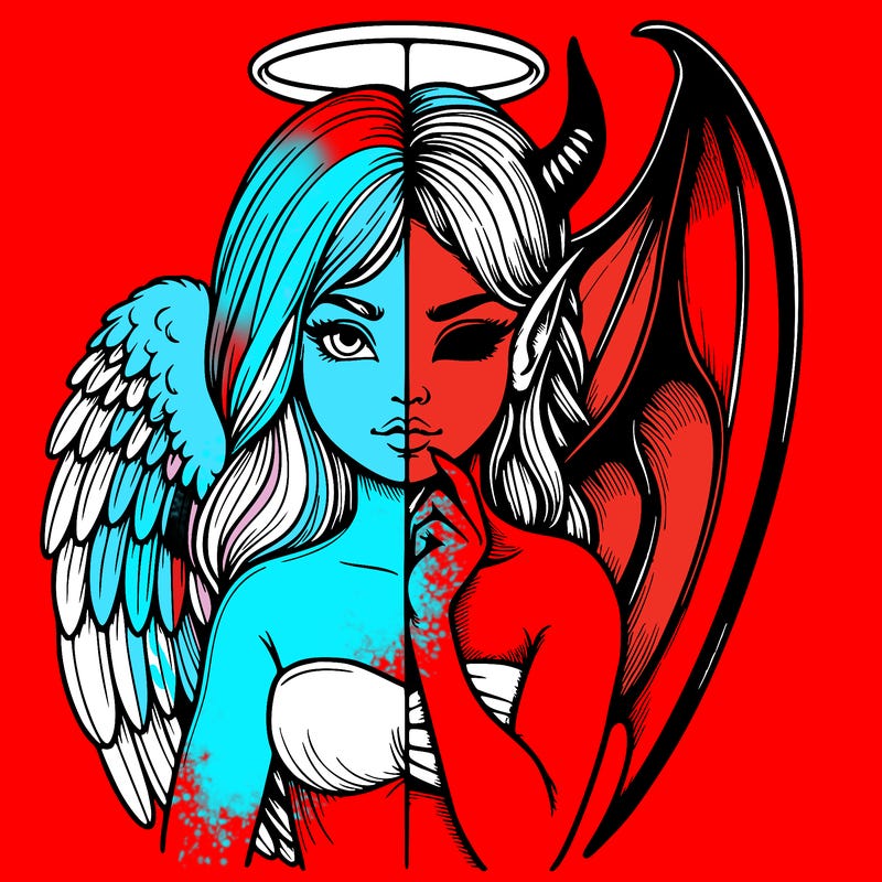 realistic angel half demon