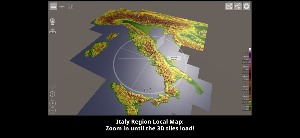 GlobeViewer PRO - GlobeViewer PROにおけるイタリアの高解像度3D地形図