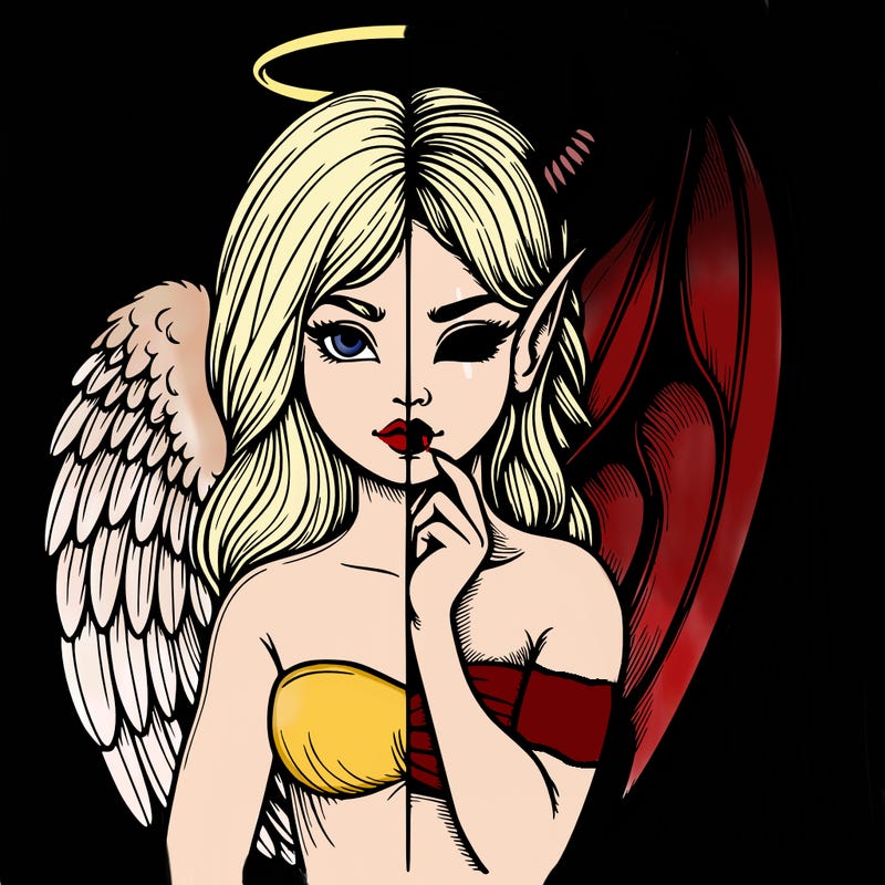 realistic angel half demon