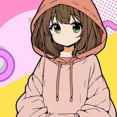 anime girl wearing an oversized hoodie