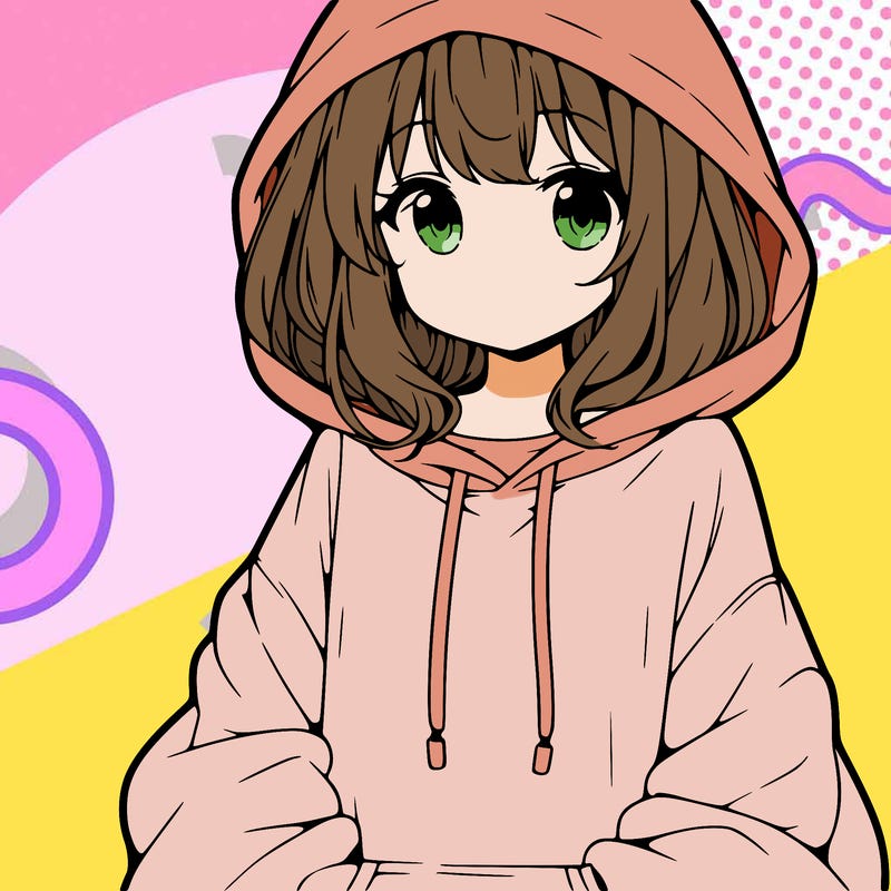 anime girl wearing an oversized hoodie