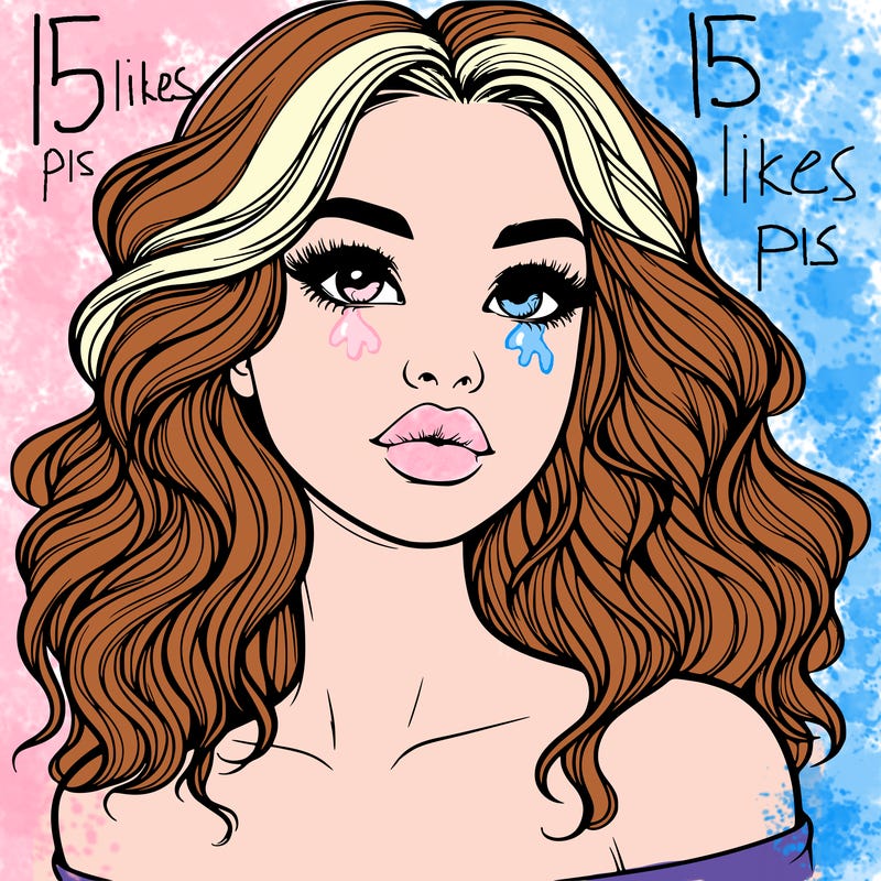 realistic girl with wavy hair and lips