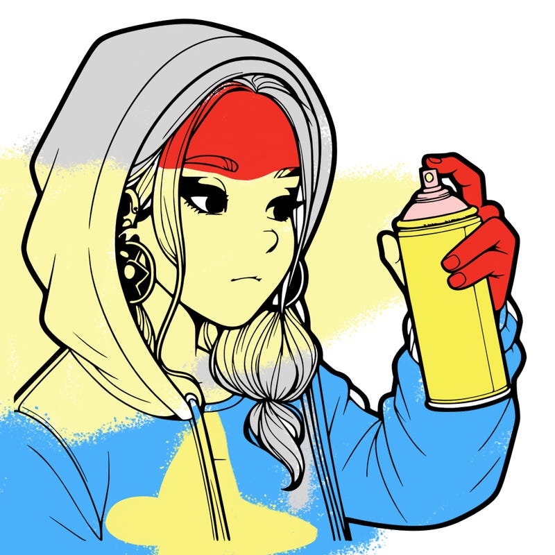 a realistic girl, spray painting