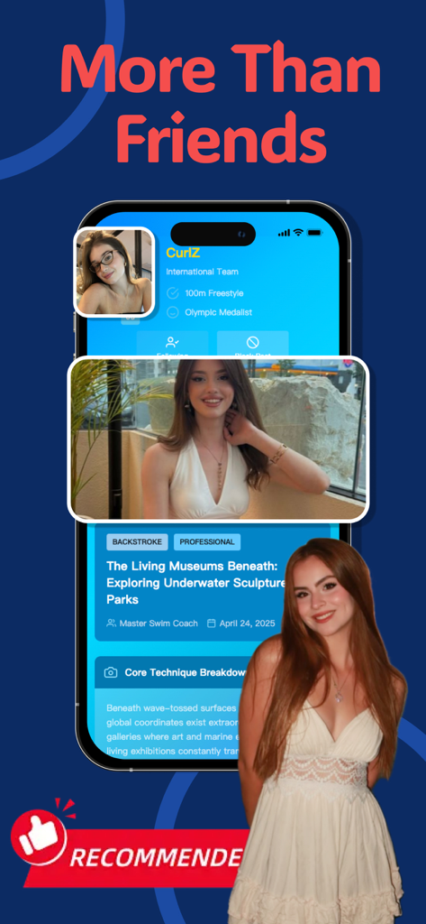 Velo app swimming community feed with user profiles and coach articles