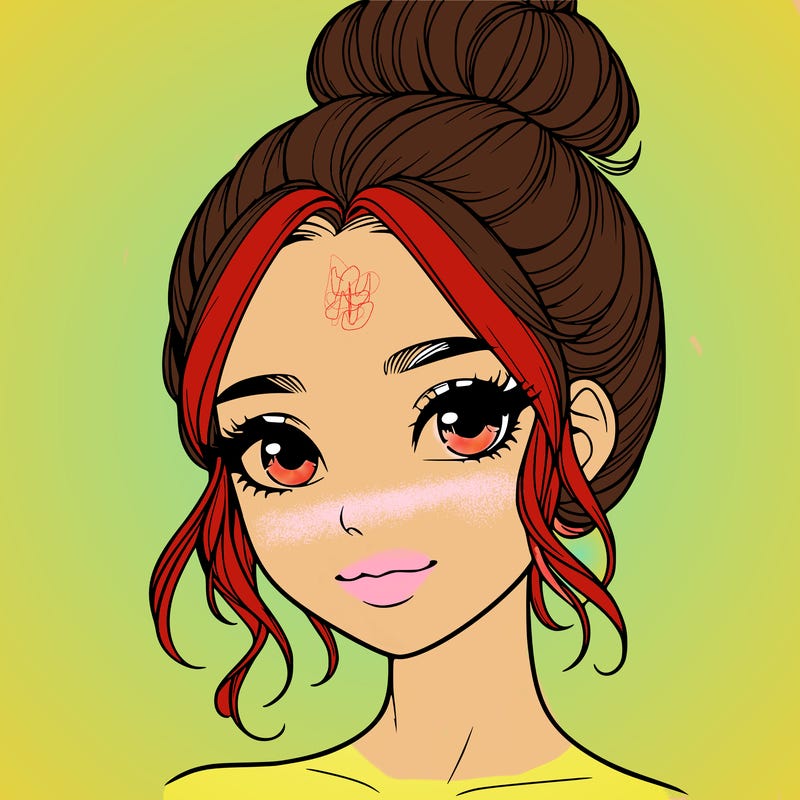 realistic pretty girl with hair in bun