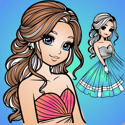 realistic girl with a beautiful dress
