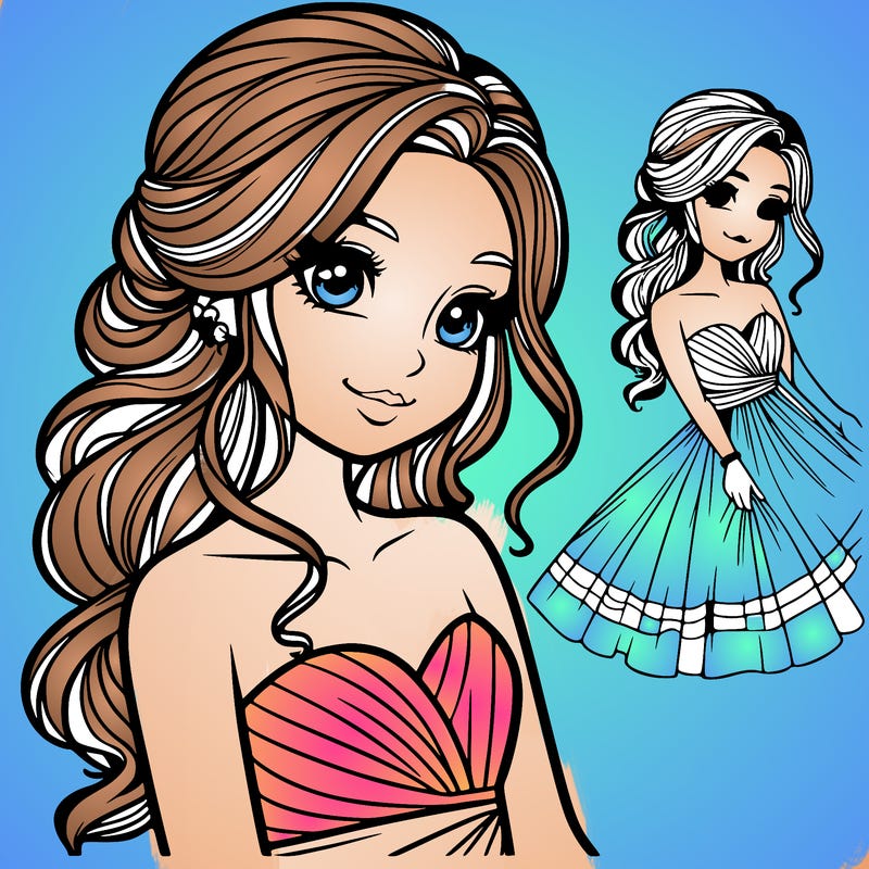 realistic girl with a beautiful dress