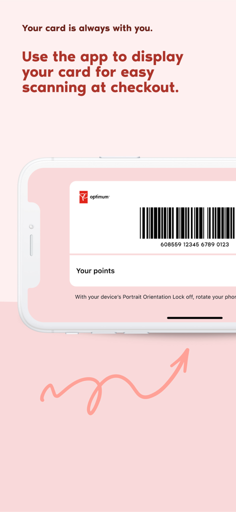 A smartphone showing the PC Optimum digital rewards card for scanning at checkout