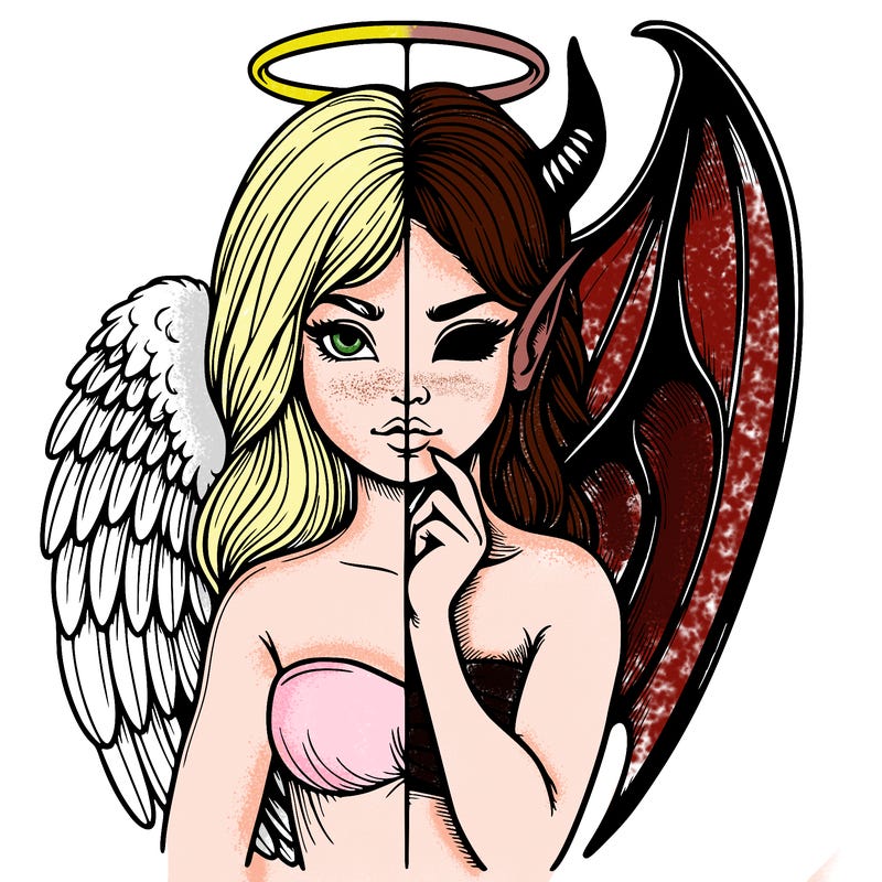 realistic angel half demon