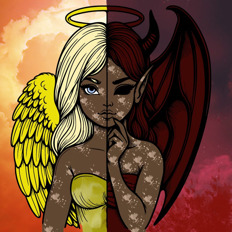 realistic angel half demon