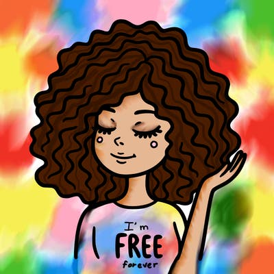 free woman with curly hair