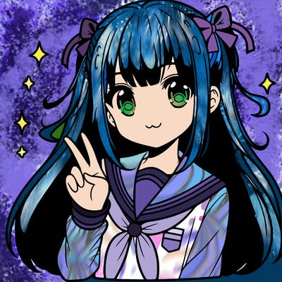 anime girl with typical school uniform and cute hair style