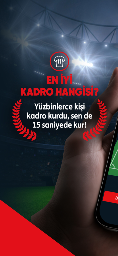 Ein mobiler Bildschirm, der die Funktion zur Erstellung von Fußballmannschaftsaufstellungen für Besiktas-Fans zeigt