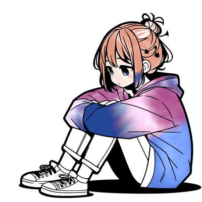 sad anime girl sitting alone