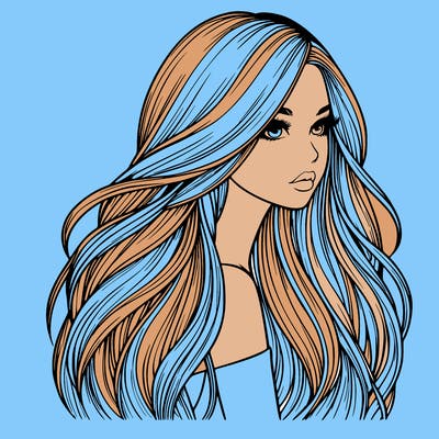 realistic girl with long realistic hair