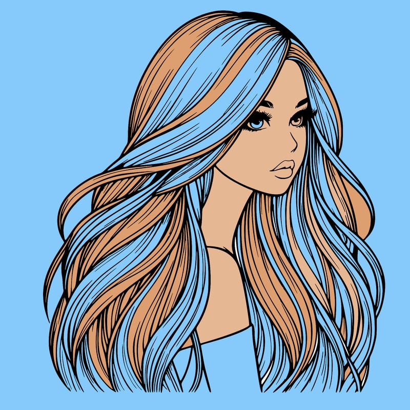 realistic girl with long realistic hair