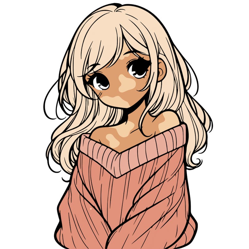 shy pretty girl wearing a sweater that is falling off one shoulder portrait