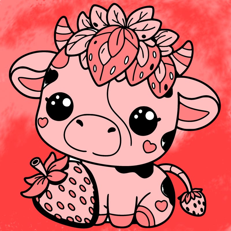 cute strawberry cow