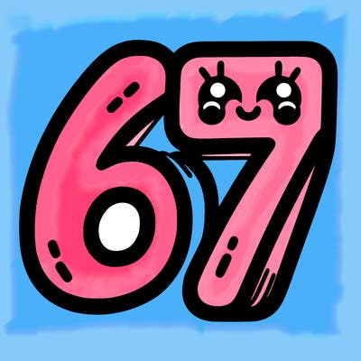 the numbers 67