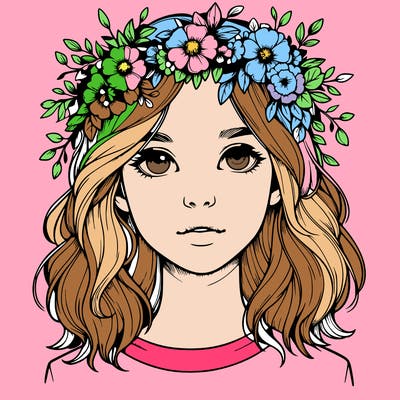 realistic girl with flower crown