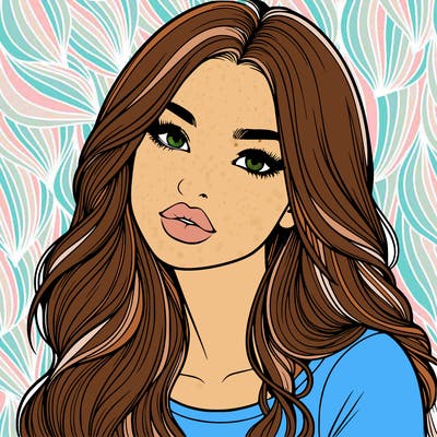 realistic girl with hair on her hair and lips