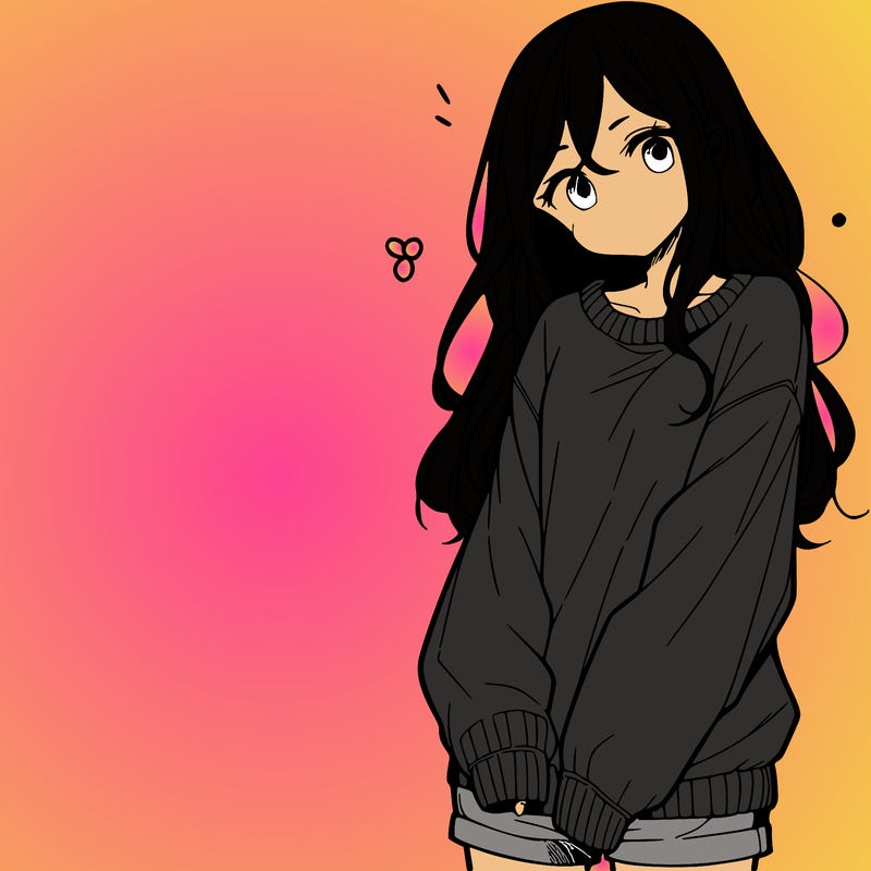 manga teen girl  in a sweater and baggy pants