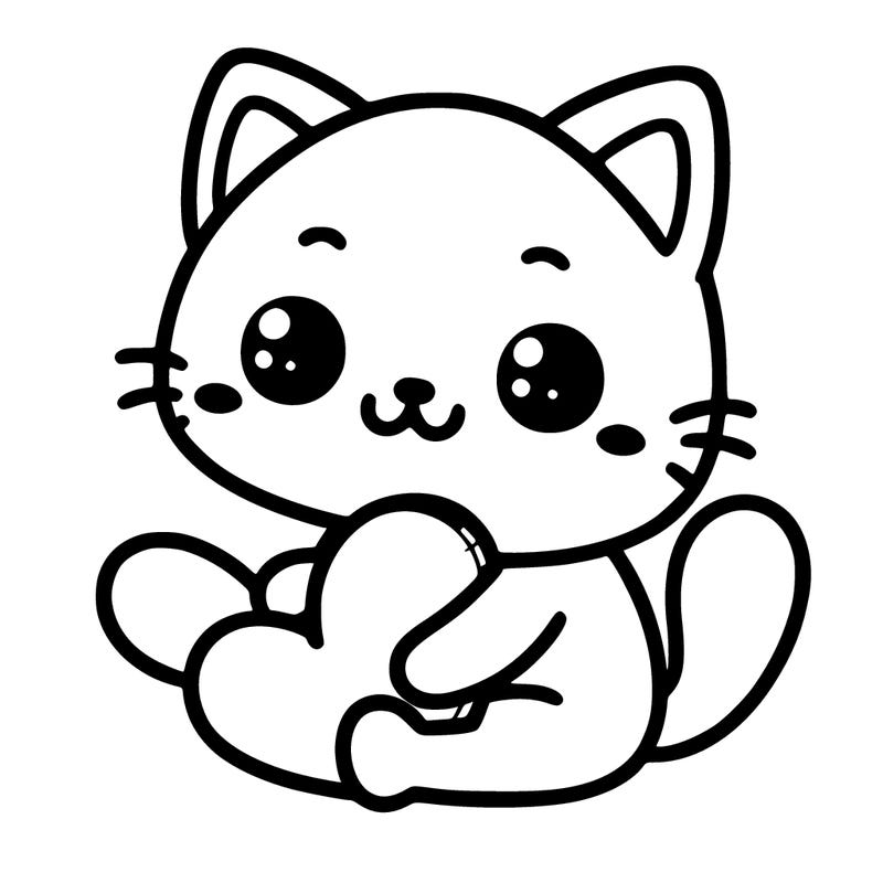 cute cat holding a big heart