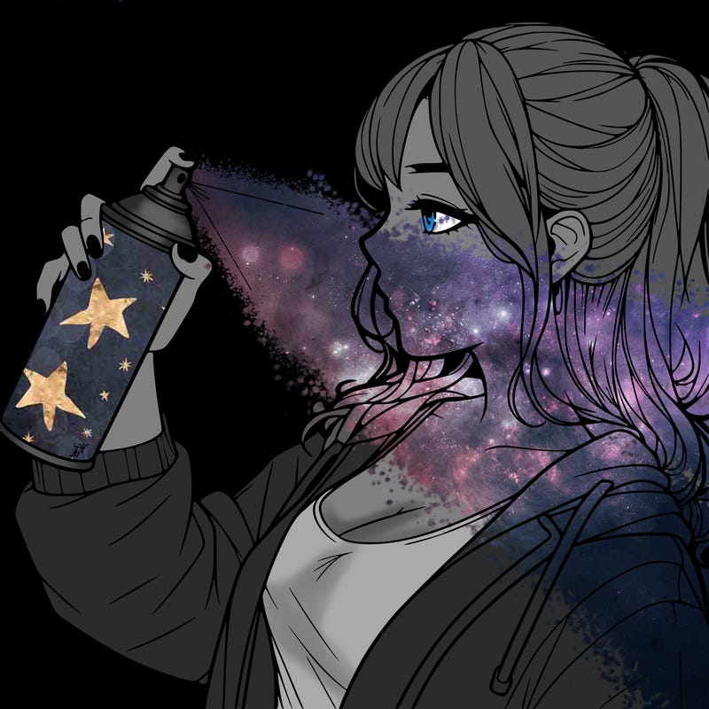 a realistic girl spray, painting