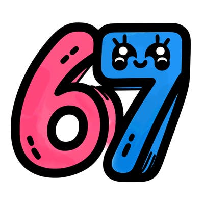 the numbers 67