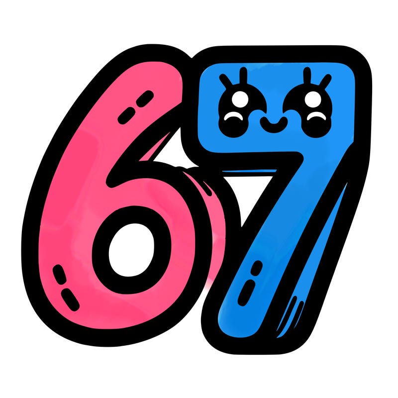 the numbers 67