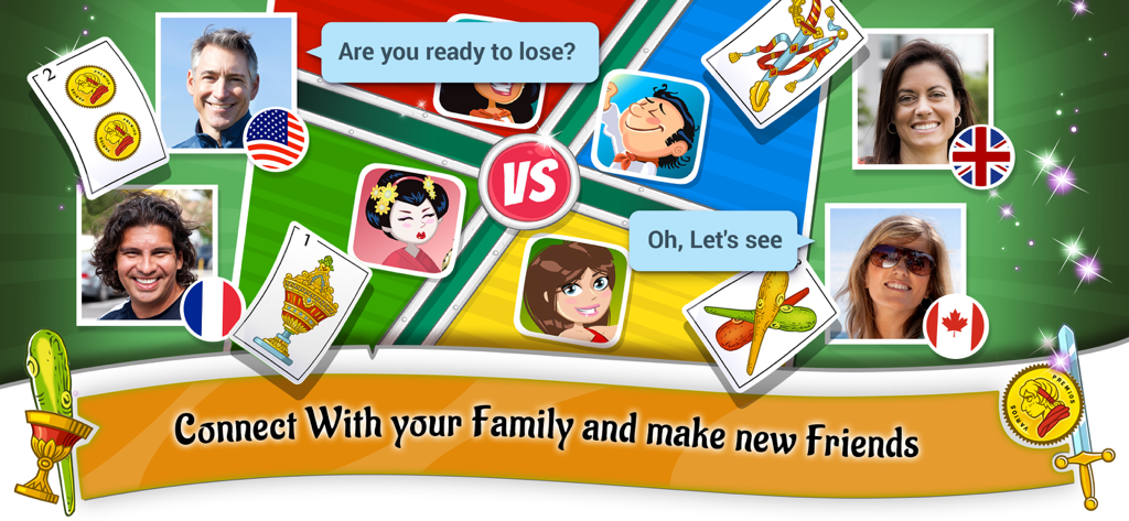 Chinchon Loco : Chat & Cards - Chinchon Loco multiplayer card game screen with player avatars and chat bubbles