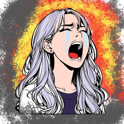 screaming realistic, girl