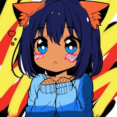 shy anime catgirl