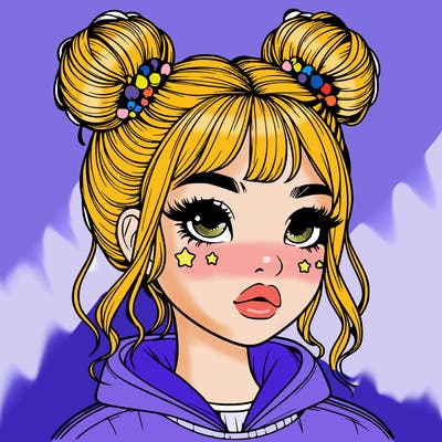 realistic girl with space buns