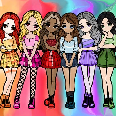 a group of girls realistic