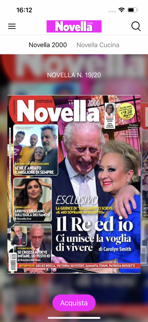 Novella 2000 - Digital - Digital cover of Novella 2000 magazine featuring King Charles and Carolyn Smith on the mobile app
