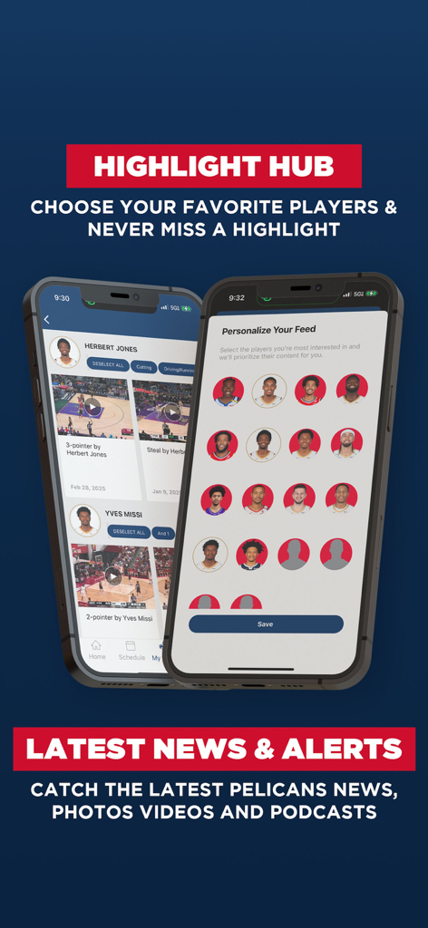 ニューオーリンズ・ペリカンズアプリのハイライトハブとパーソナライズされたニュースフィード