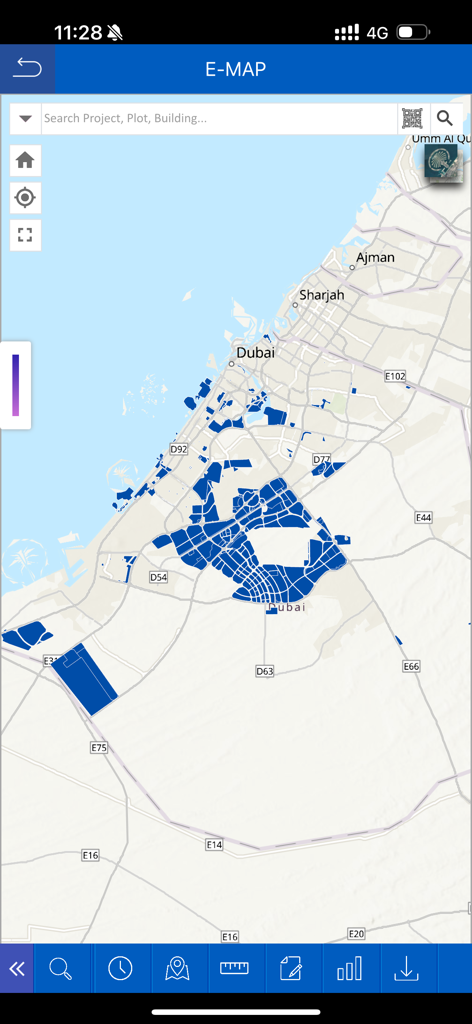 DDA GIS Portal - Interactive GIS map showing land plots and urban development in Dubai