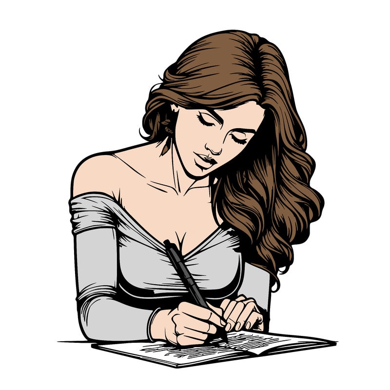 realistic female writing poetry