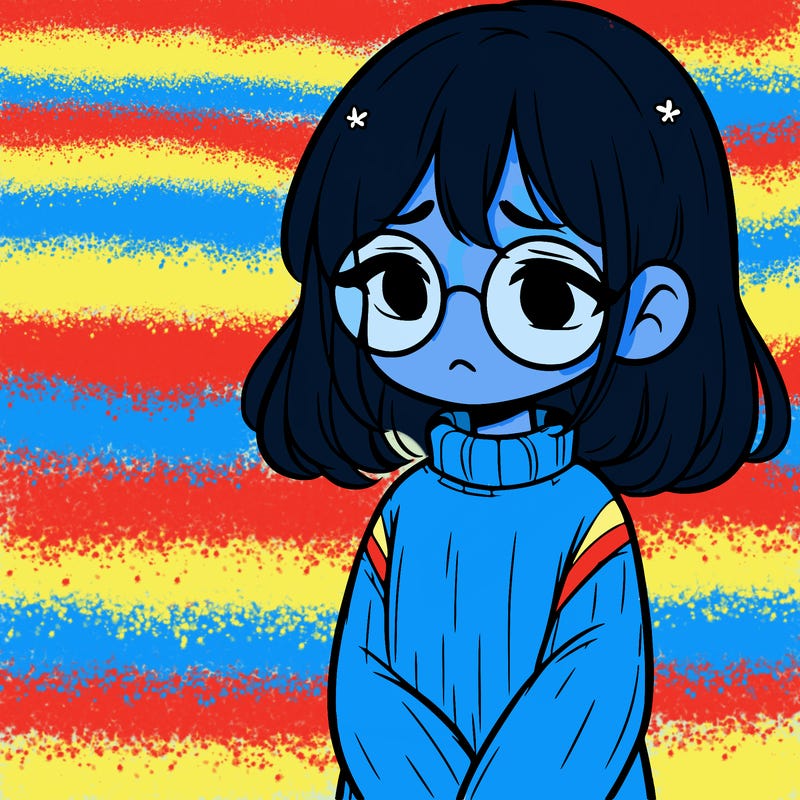 sad girl with glasses in a sweater
