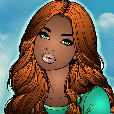 realistic girl with hair on her hair and lips