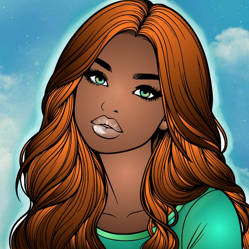 realistic girl with hair on her hair and lips