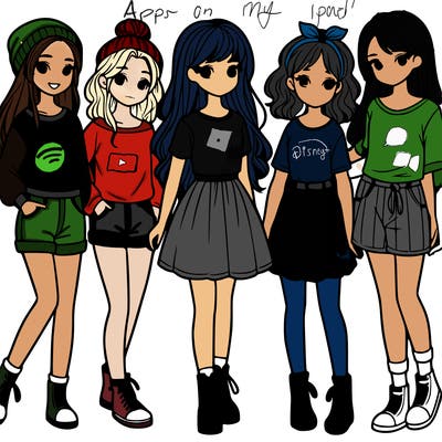 a group of five girls