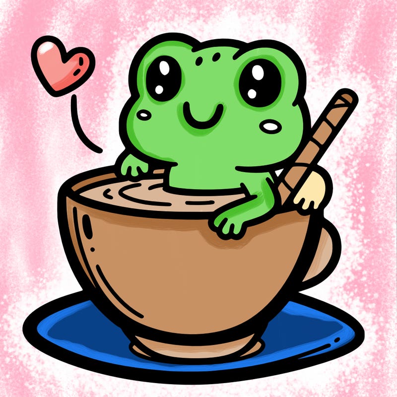cute frog in a tea cup
