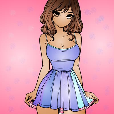 realistic girl in short dress