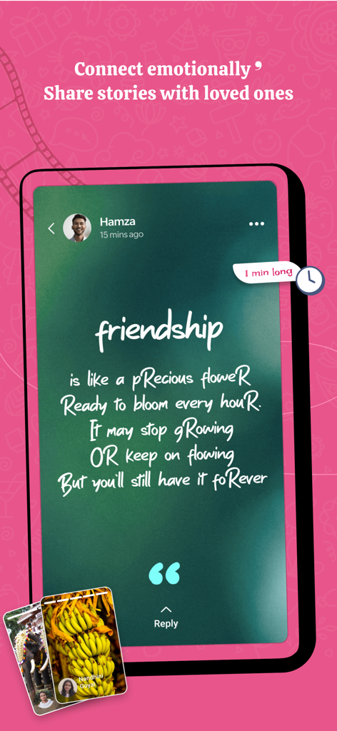Arattai Messenger - Arattai Messenger interface displaying a friendship poem in the stories feature